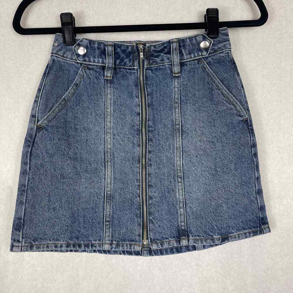 Pacsun Denim Skirt Medium Blue Wash A-line Mini Jean Womens Size 23 Zip Front